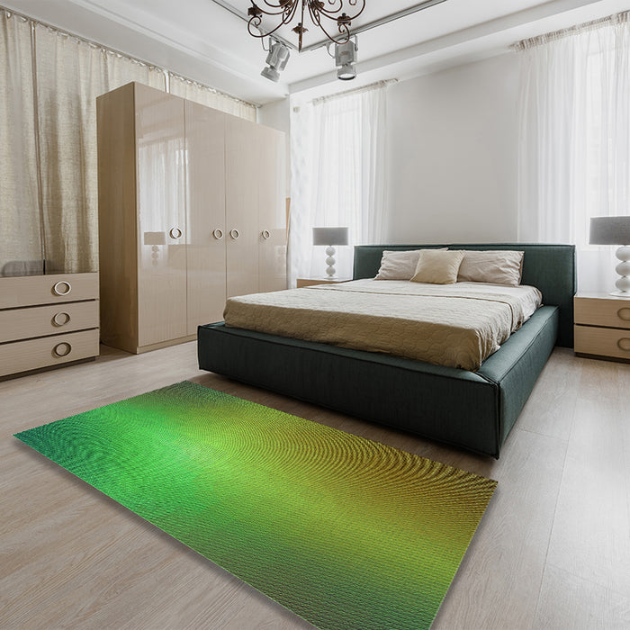 Patterned Seaweed Green Rug in a Bedroom, pat786grn
