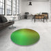 Round Patterned Seaweed Green Rug in a Office, pat786grn