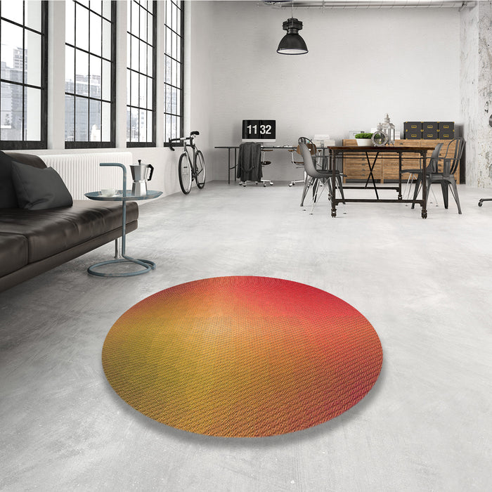 Round Patterned Orange Rug in a Office, pat786org