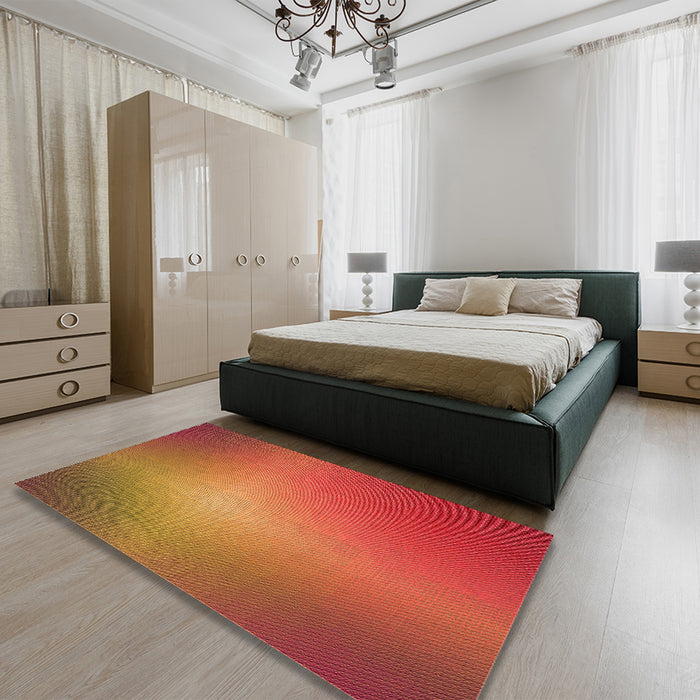 Patterned Orange Rug in a Bedroom, pat786org