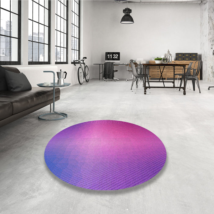 Round Patterned Purple Rug in a Office, pat786pur