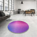 Round Patterned Purple Rug in a Office, pat786pur