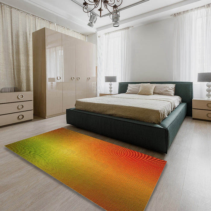 Patterned Red Rug in a Bedroom, pat786yw