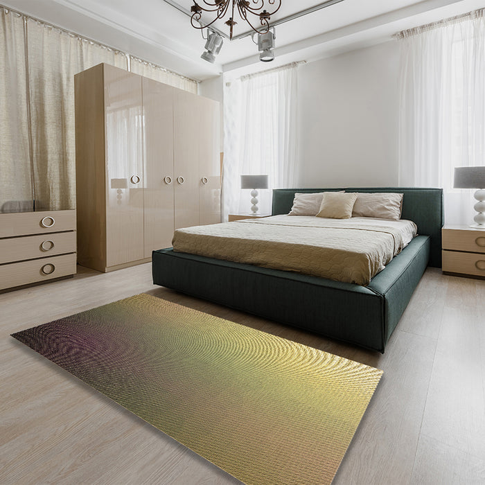 Patterned Metallic Gold Rug in a Bedroom, pat787brn