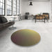 Round Patterned Metallic Gold Rug in a Office, pat787brn