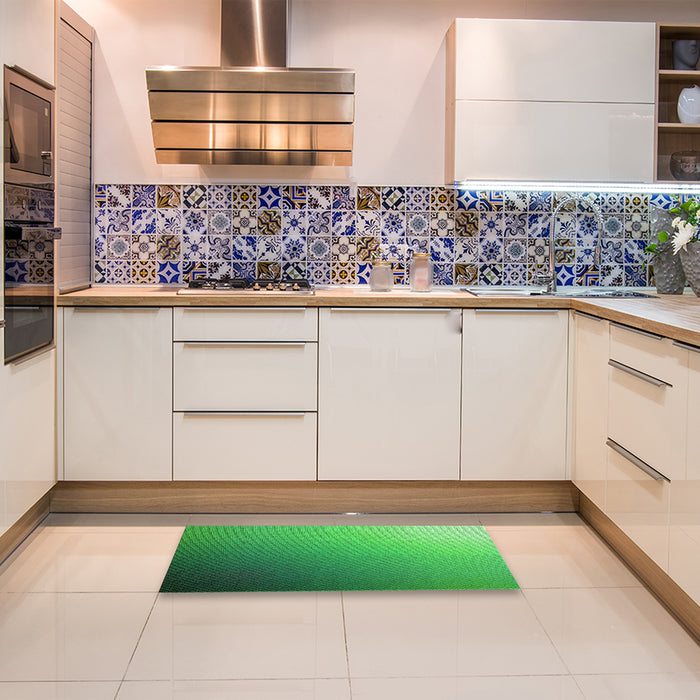 Patterned Neon Green Rug in a Kitchen, pat787grn