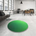 Round Patterned Neon Green Rug in a Office, pat787grn