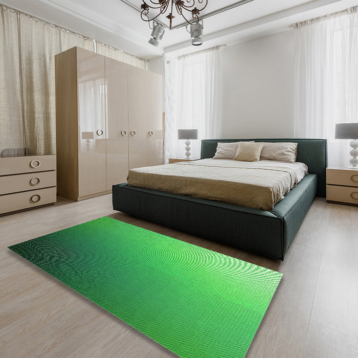 Patterned Neon Green Rug in a Bedroom, pat787grn