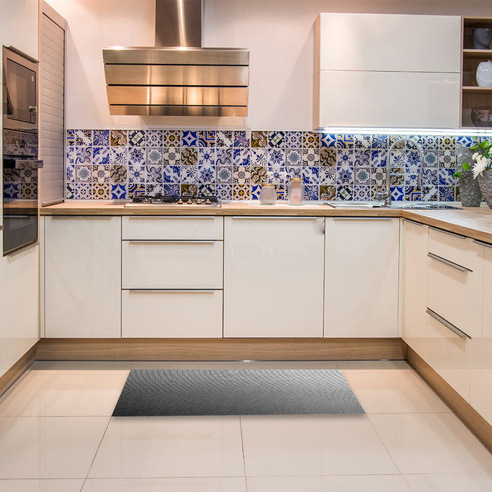 Patterned Dark Gray Rug in a Kitchen, pat787gry
