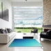 Square Patterned Blue Rug in a Living Room, pat787lblu