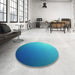 Round Patterned Blue Rug in a Office, pat787lblu