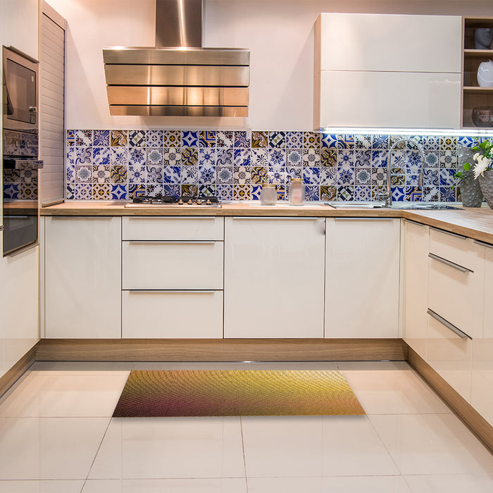 Patterned Saddle Brown Rug in a Kitchen, pat787org