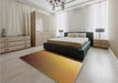 Patterned Saddle Brown Rug in a Bedroom, pat787org