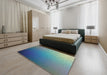 Patterned Blue Novelty Rug in a Bedroom, pat787