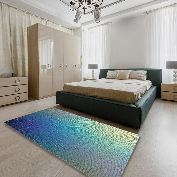 Patterned Blue Novelty Rug in a Bedroom, pat787