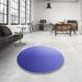 Round Patterned Purple Mimosa Purple Rug in a Office, pat788blu