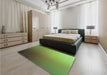 Patterned Antique Bronze Green Rug in a Bedroom, pat788grn