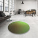 Round Patterned Antique Bronze Green Rug in a Office, pat788grn