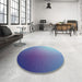 Round Patterned Crystal Blue Rug in a Office, pat788lblu