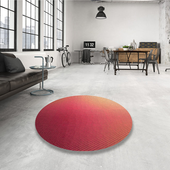 Round Patterned Orange Rug in a Office, pat788org