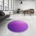 Round Patterned Purple Rug in a Office, pat788pur