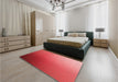 Patterned Red Rug in a Bedroom, pat788rd