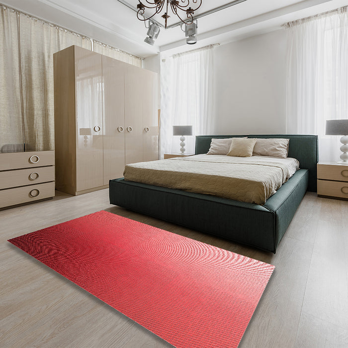 Patterned Red Rug in a Bedroom, pat788rd