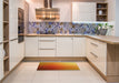 Patterned Neon Red Rug in a Kitchen, pat788yw