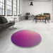 Round Machine Washable Transitional Medium Violet Red Pink Rug in a Office, wshpat788