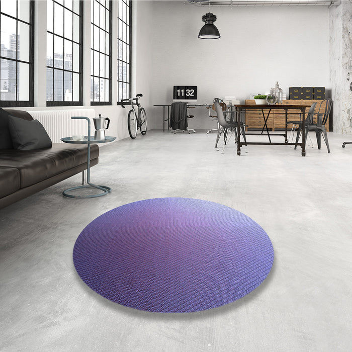 Round Patterned Amethyst Purple Rug in a Office, pat789blu