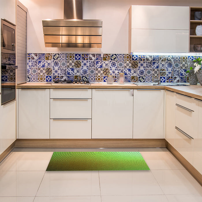 Patterned Green Rug in a Kitchen, pat789grn