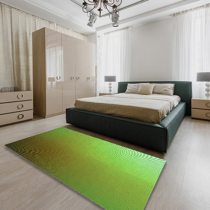 Patterned Green Rug in a Bedroom, pat789grn