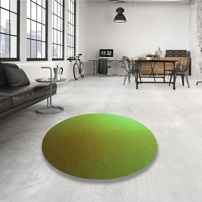 Round Patterned Green Rug in a Office, pat789grn