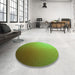 Round Patterned Green Rug in a Office, pat789grn