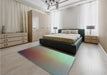 Patterned Dark Sea Green Rug in a Bedroom, pat789lblu