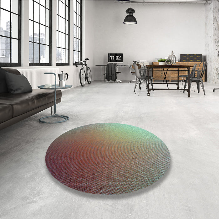Round Patterned Dark Sea Green Rug in a Office, pat789lblu