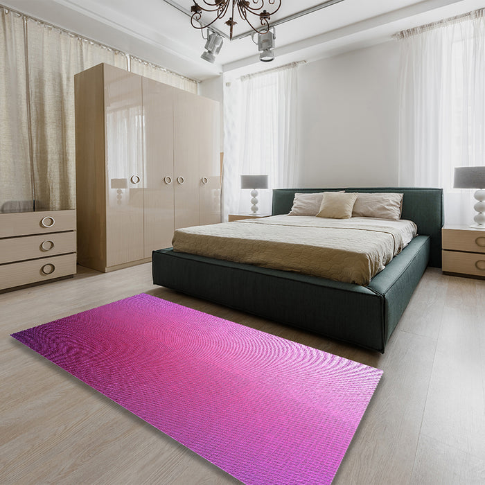 Patterned Deep Pink Rug in a Bedroom, pat789pur