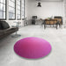 Round Patterned Deep Pink Rug in a Office, pat789pur