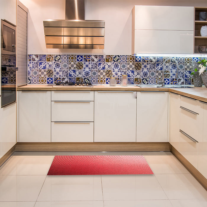 Patterned Red Rug in a Kitchen, pat789rd