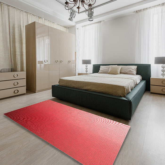 Patterned Red Rug in a Bedroom, pat789rd