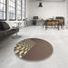 Patterned Dark Almond Brown Rug in a Kitchen, pat79brn