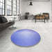 Round Patterned Sky Blue Rug in a Office, pat790blu