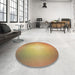 Round Patterned Yellow Rug in a Office, pat790brn