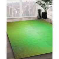 Patterned Dark Lime Green Rug, pat790grn