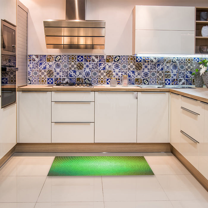 Patterned Dark Lime Green Rug in a Kitchen, pat790grn