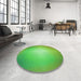 Round Patterned Dark Lime Green Rug in a Office, pat790grn