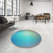 Round Patterned Steel Blue Rug in a Office, pat790lblu