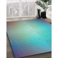 Patterned Steel Blue Rug, pat790lblu