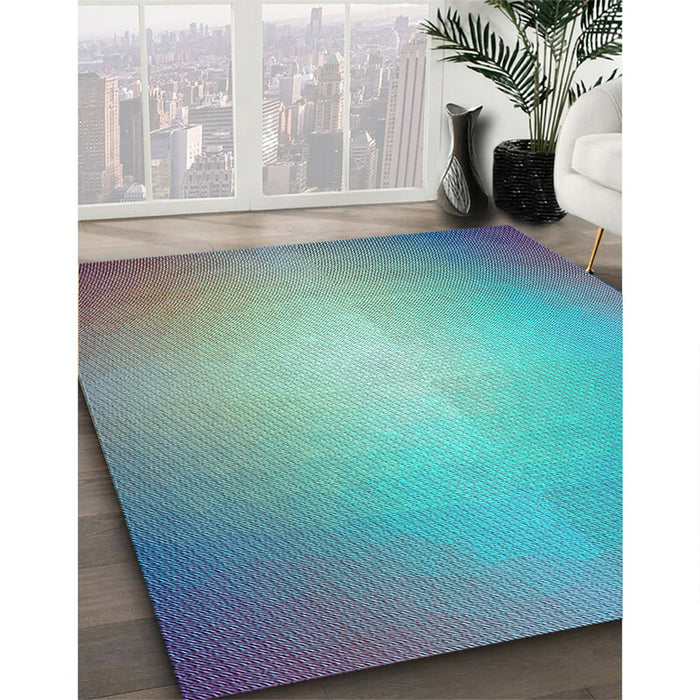 Patterned Steel Blue Rug in Family Room, pat790lblu