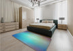 Patterned Steel Blue Rug in a Bedroom, pat790lblu